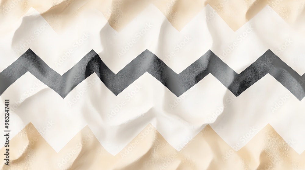 Aufkleber a sophisticated black and beige chevron pattern features overlapping black lines on a beige backgrou