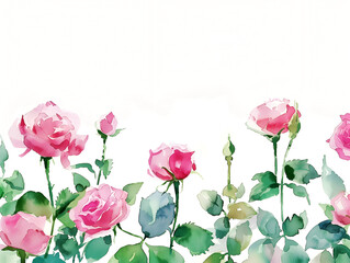 Fototapeta premium Beautiful watercolor illustration of roses for a heartfelt Valentine's Day card