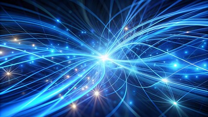 A Dynamic Exploration of Abstract Glowing Blue Lines Illuminating the Depths of Digital Art and Futuristic Aesthetics