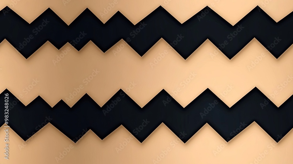 Aufkleber a sophisticated black and beige chevron pattern features overlapping black lines on a beige backgrou