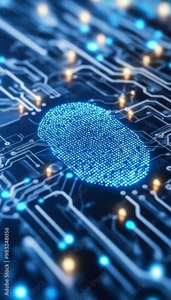 Aufkleber futuristic fingerprint identity technology, digital security and biometric authentication background