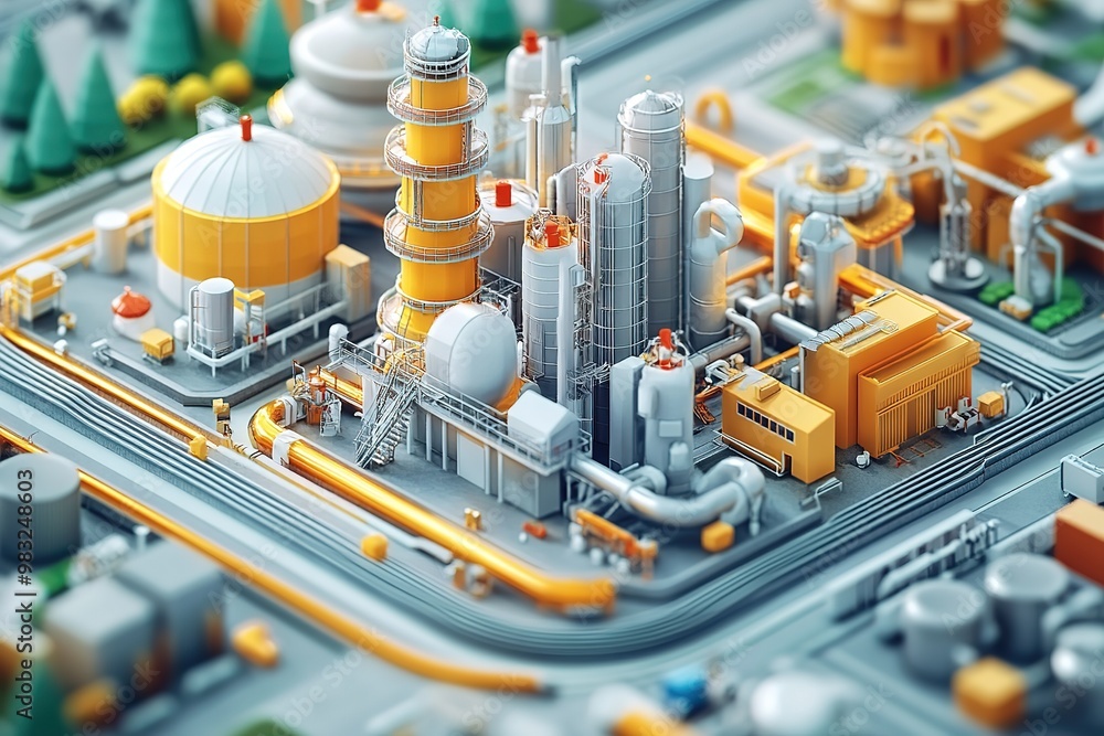 Poster 3D isometric engineering workers working multiple kinds of engineering