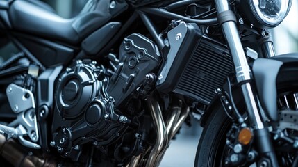 Obraz premium Close-Up View of a Motorcycle Engine