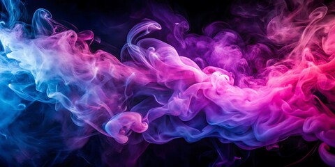 Abstract Pink and Purple Smoke Swirling on a Dark Canvas, Evoking a Sense of Mystery, Imagination, and Creative Wonder