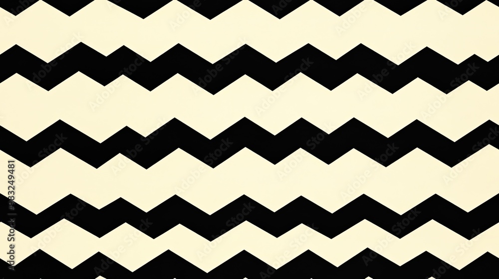 Aufkleber a sophisticated black and beige chevron pattern features overlapping black lines on a beige backgrou