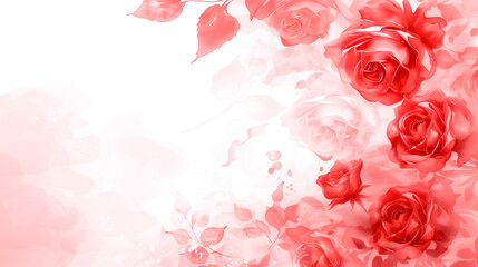 Elegant watercolor roses background with soft colors and empty space for text