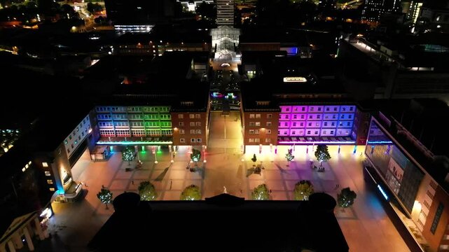 Coventry city center showing christmas lights from above
