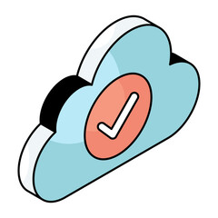 A beautiful design icon of verified cloud