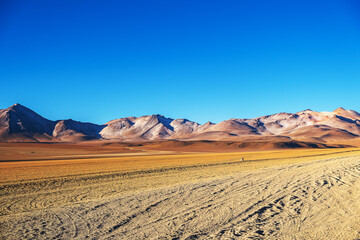 mountains with different colors in the Dalí Desert, Bolivia