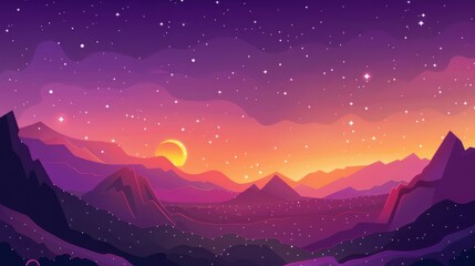 starry vector space background - cute flat style template with stars in outer space