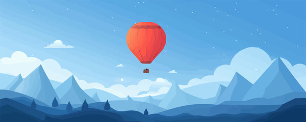Obraz premium Hot air balloon floating in the sky Vector flat minimalistic isolated illustration