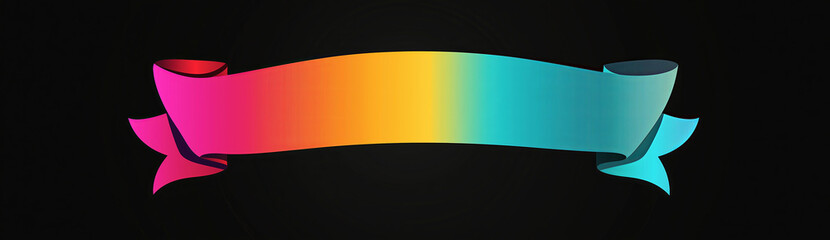 Obraz premium Gradient Ribbon Banner Design on Black Background with Copy Space 