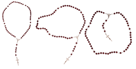 rosario sobre un fondo transparente PNG, tres rosarios