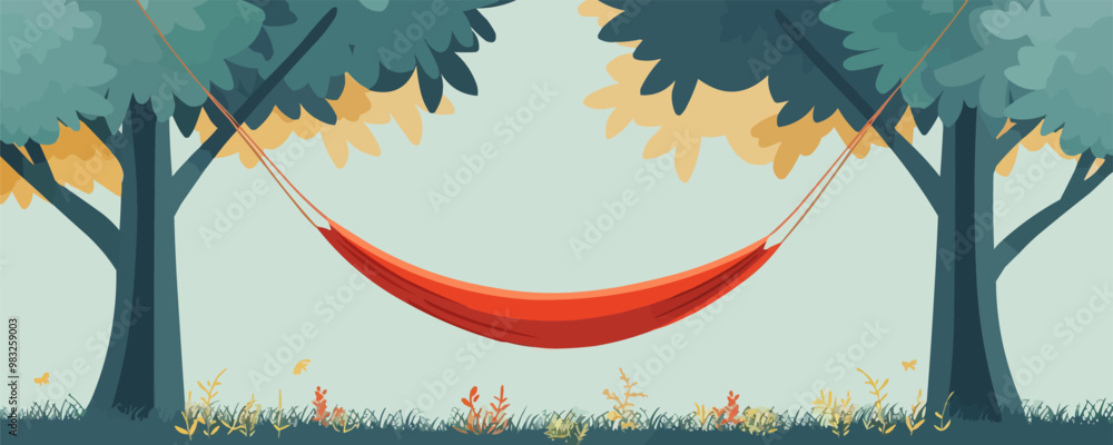 Aufkleber hammock swaying gently between two trees. vector flat minimalistic isolated illustration.
