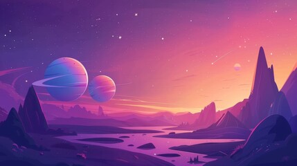 starry vector space background - cute flat style template with stars in outer space