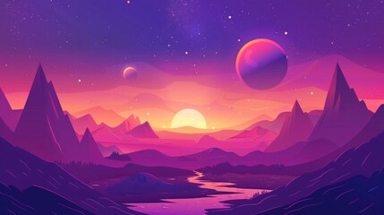 starry vector space background - cute flat style template with stars in outer space