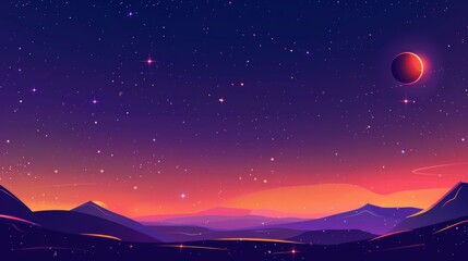 starry vector space background - cute flat style template with stars in outer space