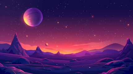 starry vector space background - cute flat style template with stars in outer space