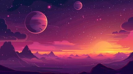 starry vector space background - cute flat style template with stars in outer space