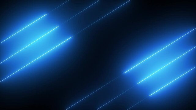 Abstract blue lights animated on a dark background. abstraction neon Lines moving up screen with black background.