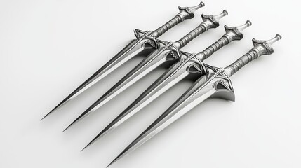 Precision Blades: 3D Render of Throwing Daggers in High Contrast Arrangement