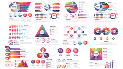 infographics collection, Collection of vector chart infographic templates for presentations, advertising, layouts, annual reports.