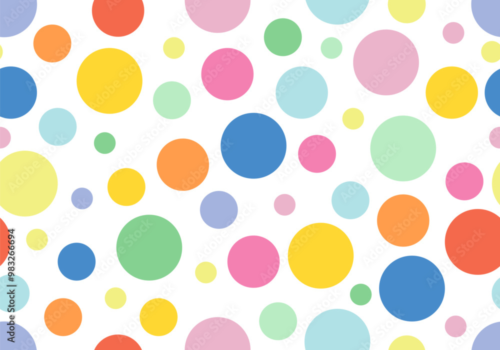 Poster colourful tossed circle pattern. a pretty vector seamless repeat pattern ideal for cute fabric, scra