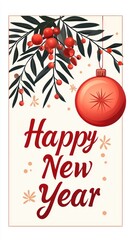 Obraz premium New Year greeting card with ornament and festive elements