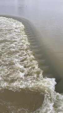 Flooding due to heavy rainfall, full basin at the Lippesee in Paderborn - Sande