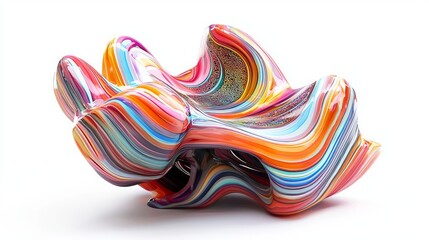 Obraz premium Glowing Mystical Artifact in 3D with Swirling Colors on White Background