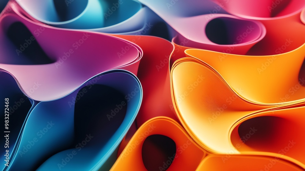 Poster abstract colorful pattern of folded paper with vibrant colors.