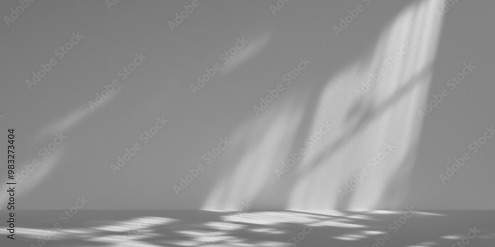 Poster white minimalist curved studio for product presentation. empty room with shadows of window frame and