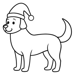 Christmas Santa Hat cartoon dog white background Silhouette vector art illustration