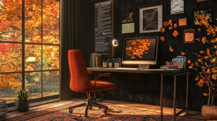 Cozy up your home office for autumn with warm colors, natural elements, and a touch of inspiration.