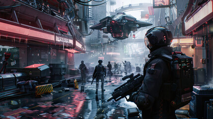 A scifi game action scene.