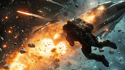 A scifi game action scene.