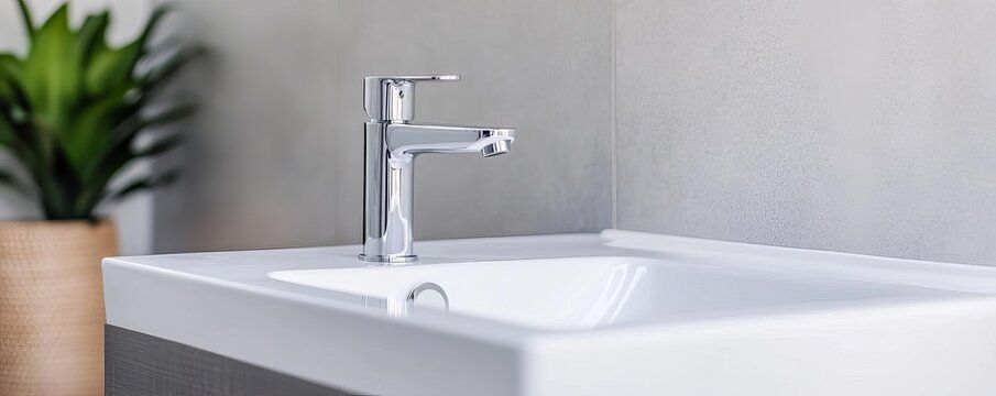 Floating vanity with integrated chrome faucet and seamless design, minimalist bathroom fixtures, sleek functionality