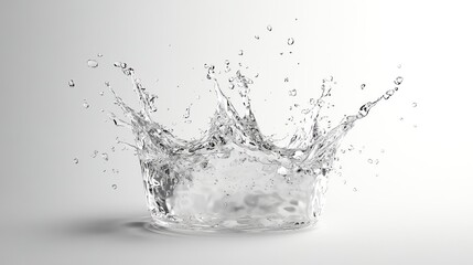 A crown-shaped water splash against a white background.