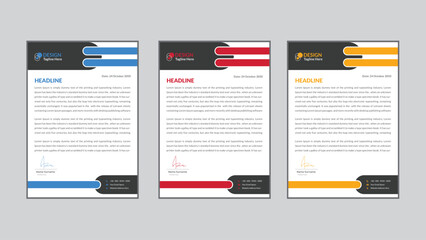 Professional corporate company business letterhead template design with color variation bundle