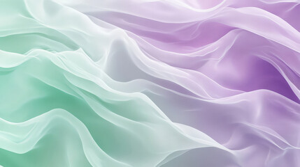 Obraz premium A gentle gradient of lavender to soft mint green, overlaid with delicate wavy lines in white, creating a flowing, peaceful abstract background.