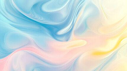 Obraz premium A calming fluid background with pastel swirls of light blue, pale yellow, and soft pink, blending seamlessly into an abstract design.