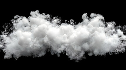 Thick White Smoke Cloud on Black Background