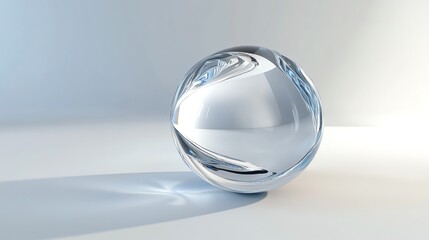 A 3D rendered glass sphere with a gradient of blue and white.