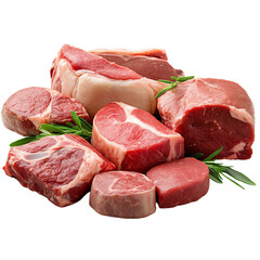 Raw Beef Cuts Isolated on Transparent Background