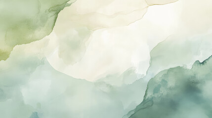 A serene watercolor abstract background in soft green, blue, and cream tones, with flowing shapes and gentle brushstrokes.