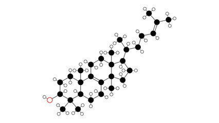 lanosterol molecule, structural chemical formula, ball-and-stick model, isolated image tetracyclic triterpenoid