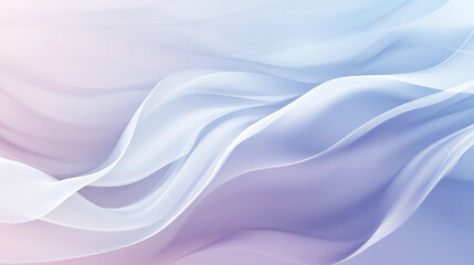 Obraz premium A gradient background transitioning from soft blue to pale lavender, overlaid with smooth, flowing wavy lines in white, creating a tranquil, serene abstract design.