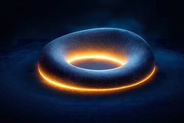 Rotating oscillation creates a dynamic circular pattern in a dark environment