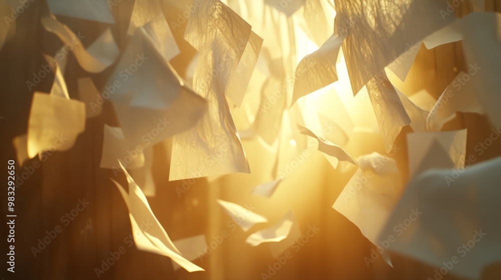 Canvas Prints ethereal paper floating in soft golden light