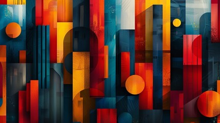 Abstract pattern with vibrant geometric shapes, intricate and seamless design, dynamic and eye-catching